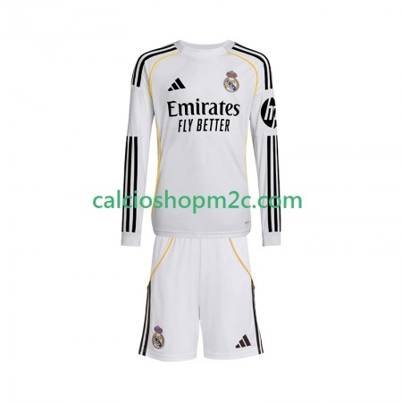 Real Madrid Bambino Maglia Prima 2025/2026 Manica Lunga